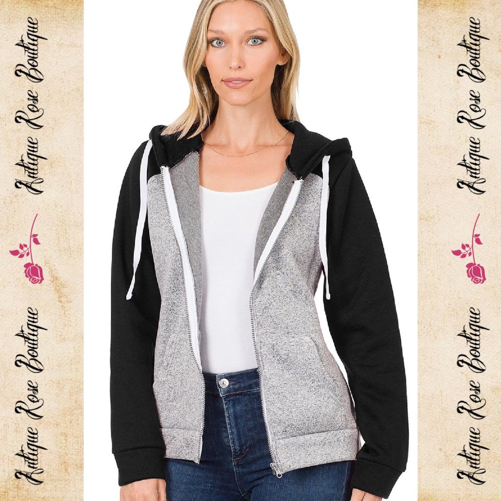 🌹 Raglan Black Sleeved Hoodie